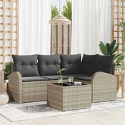 Set Divano da Giardino 5 pcs Grigio chiaro polyrattan 3346032