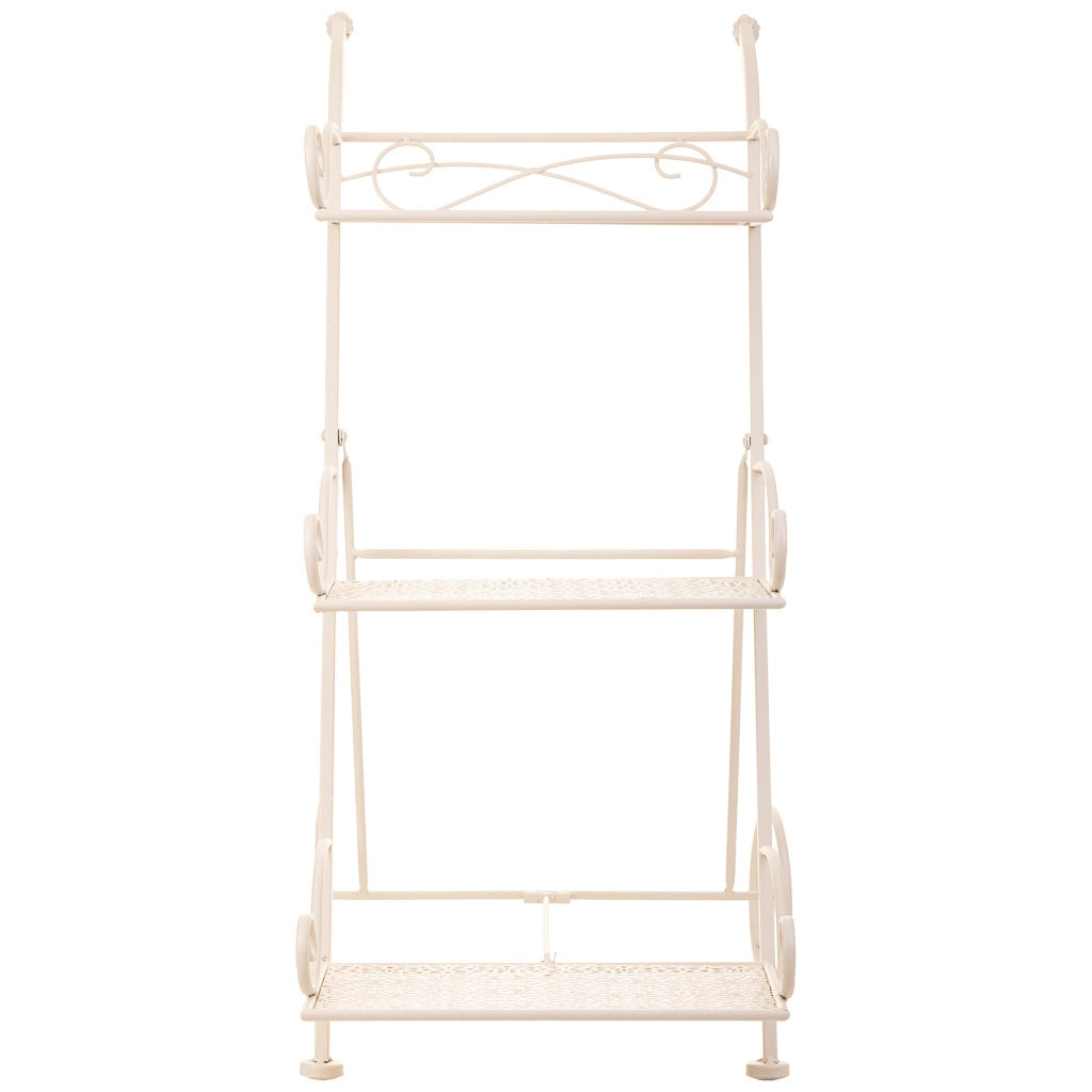 Carrello a 3 ripiani per pentole in ferro battuto bianco 40x34x76