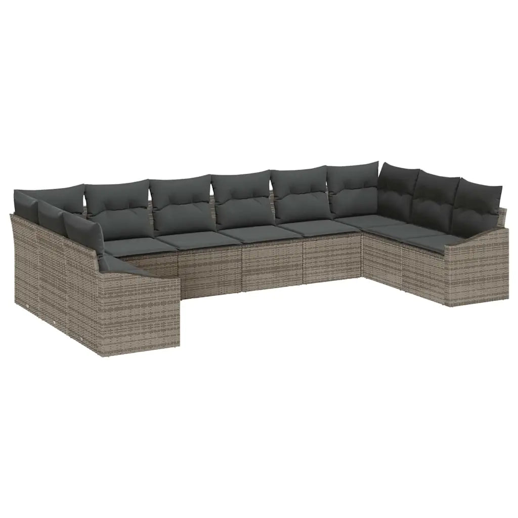 Set Divano da Giardino 10 pcs Grigio polyrattan 3355568