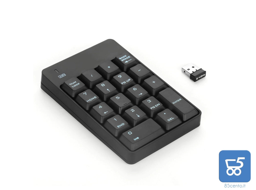 Tastiera numerica Wireless Tastierino numerico Portatile 18 Tasti con Mini Ricevitore USB 2.4G per Notebook Laptop, Desktop, Surface PRO, PC - Nero