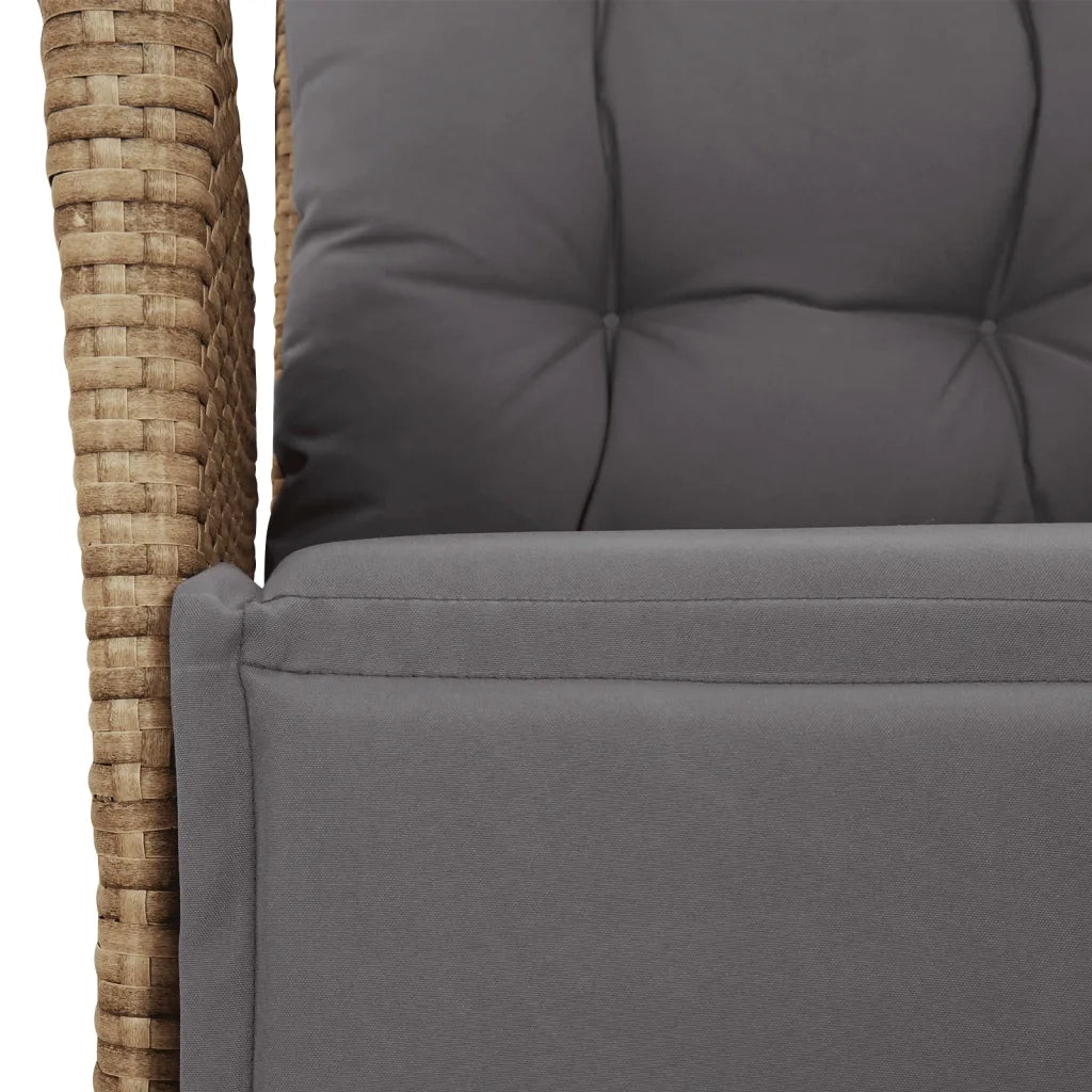 Set Pranzo da Giardino 5 pz con Cuscini Beige Misto Polyrattan