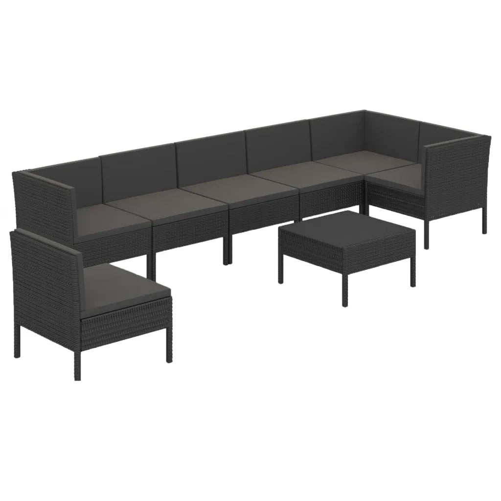Set Divani da Giardino 8 pz con Cuscini in Polyrattan Nero 3094389