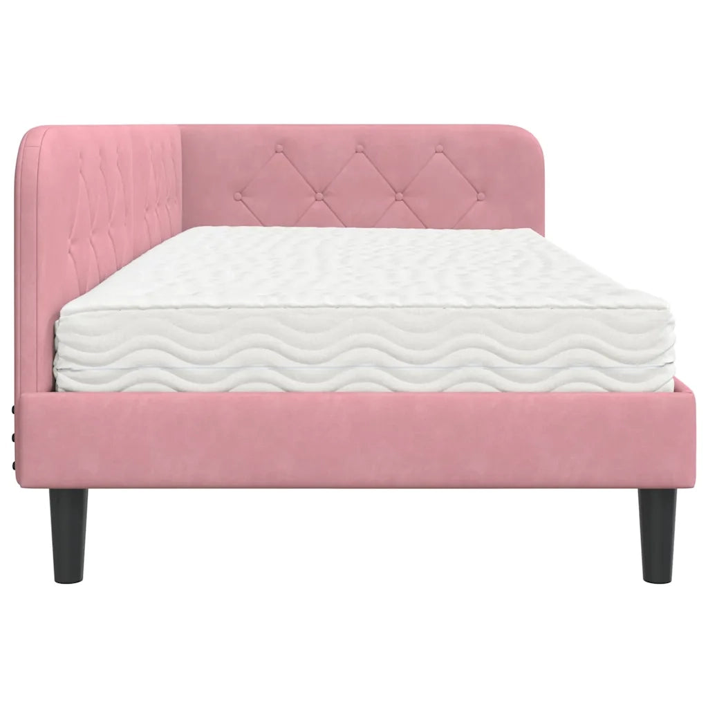 Cornice del letto ad angolo Rosa 100 x 200 cm Velluto 3394167