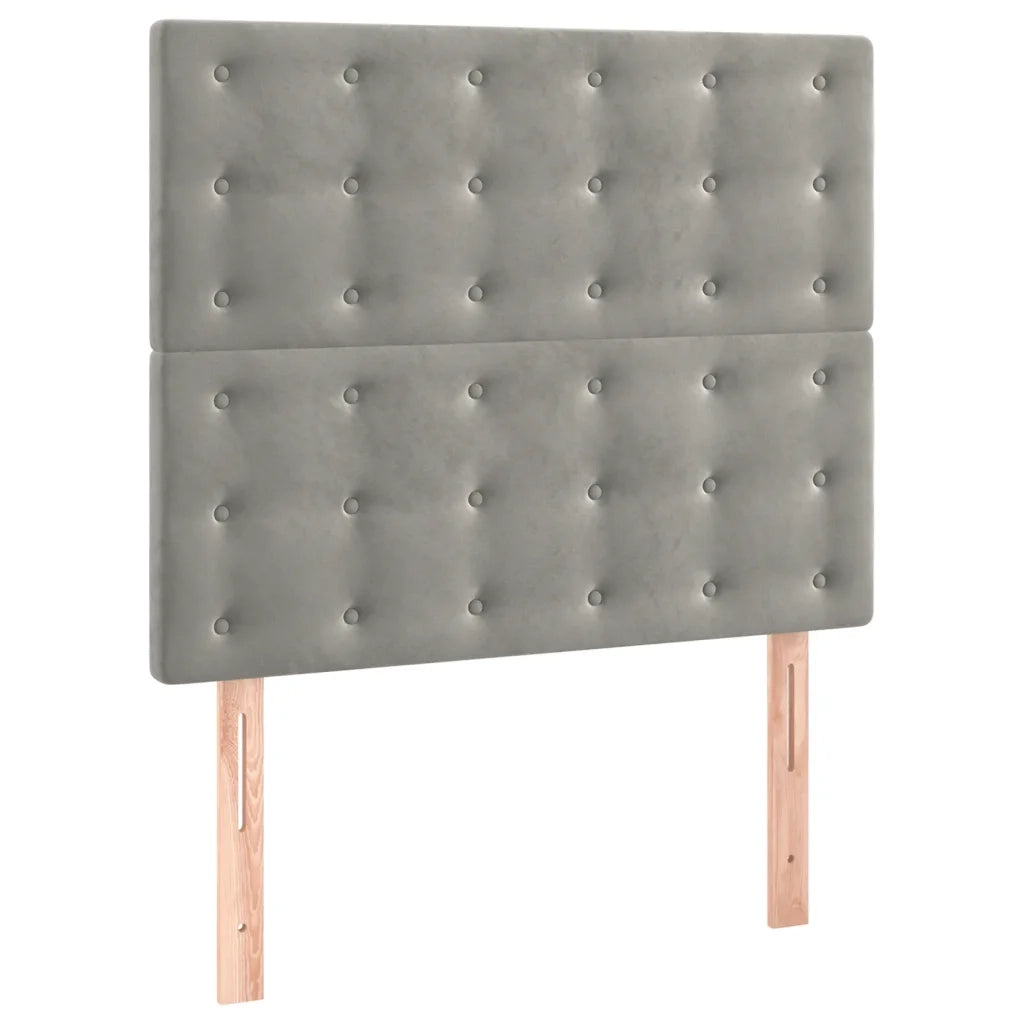 Letto a Molle Materasso e LED Grigio Chiaro 100x200 cm Velluto