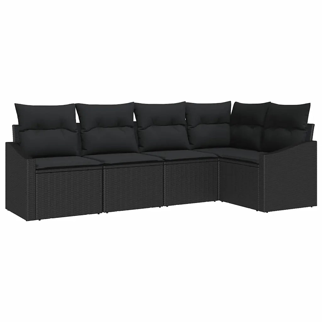 Set di divani con cuscino 5 pcs Nero polyrattan 3346723