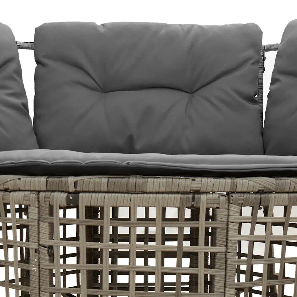 Divano da Giardino a L con Cuscini e Pouf-Sofa da Giardino-Divano da esterno Grigio in Polyrattan