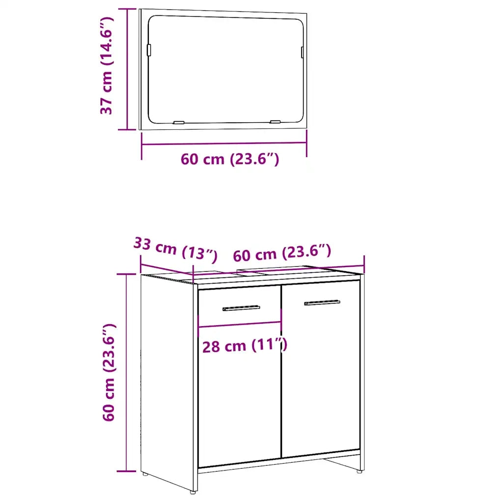Mobile da Bagno | Armadio da bagno con Specchio in Legno Antico Legno Multistrato