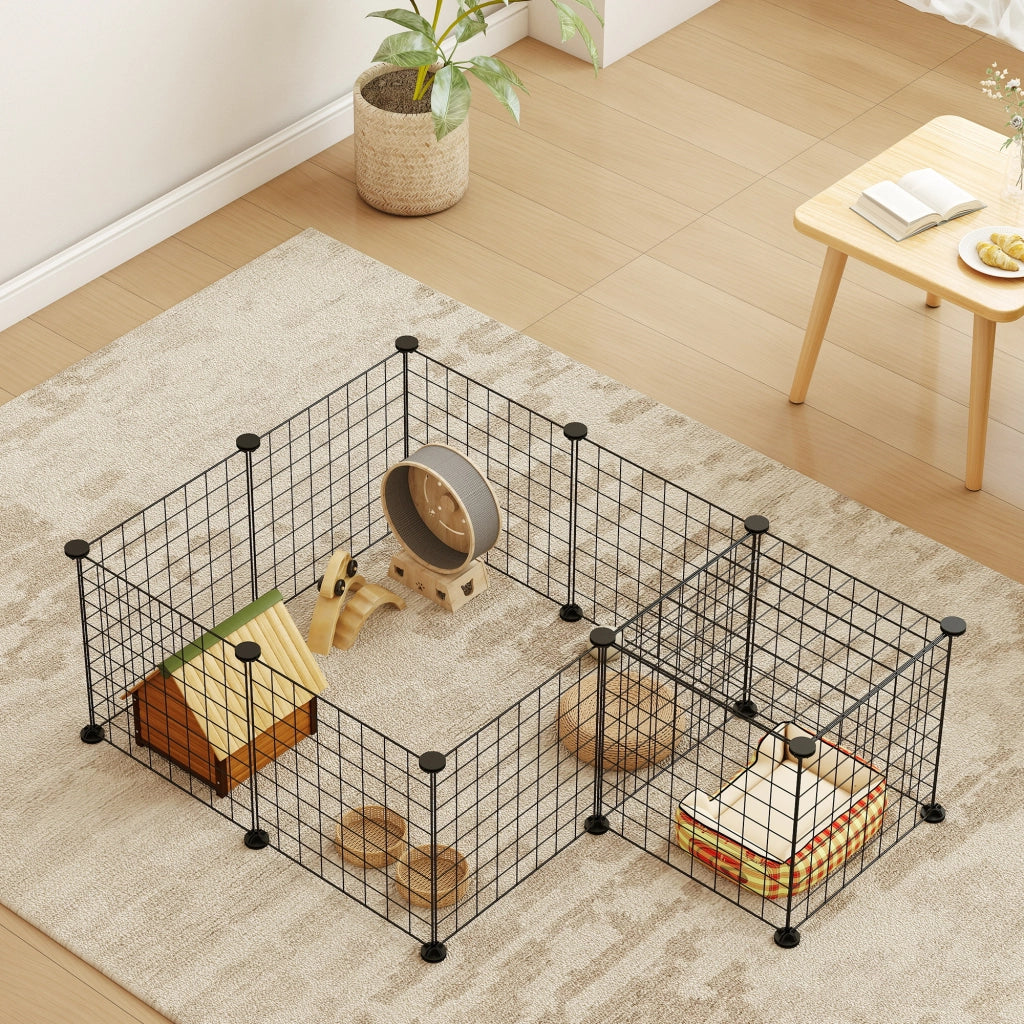 Recinto per Animali Modulabile con Pannelli ¨C Minimal ¨C Nero 106x73x36 cm