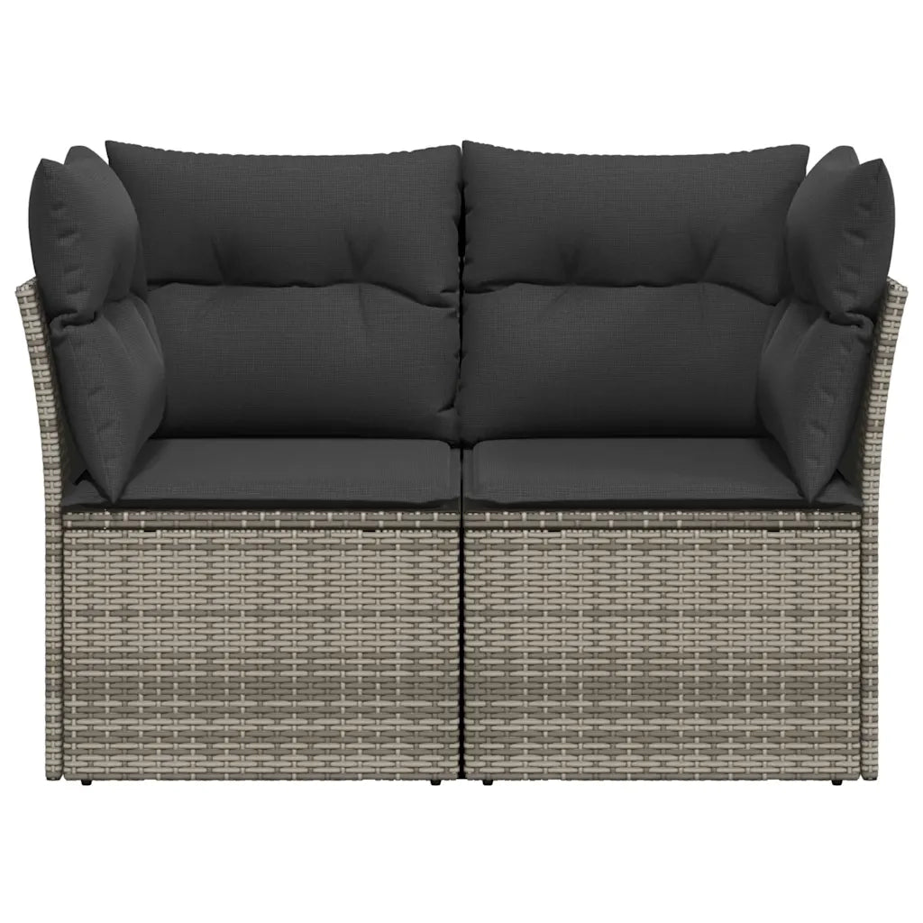 Divano da Giardino con Cuscini 2 Posti Grigio in Polyrattan 366114