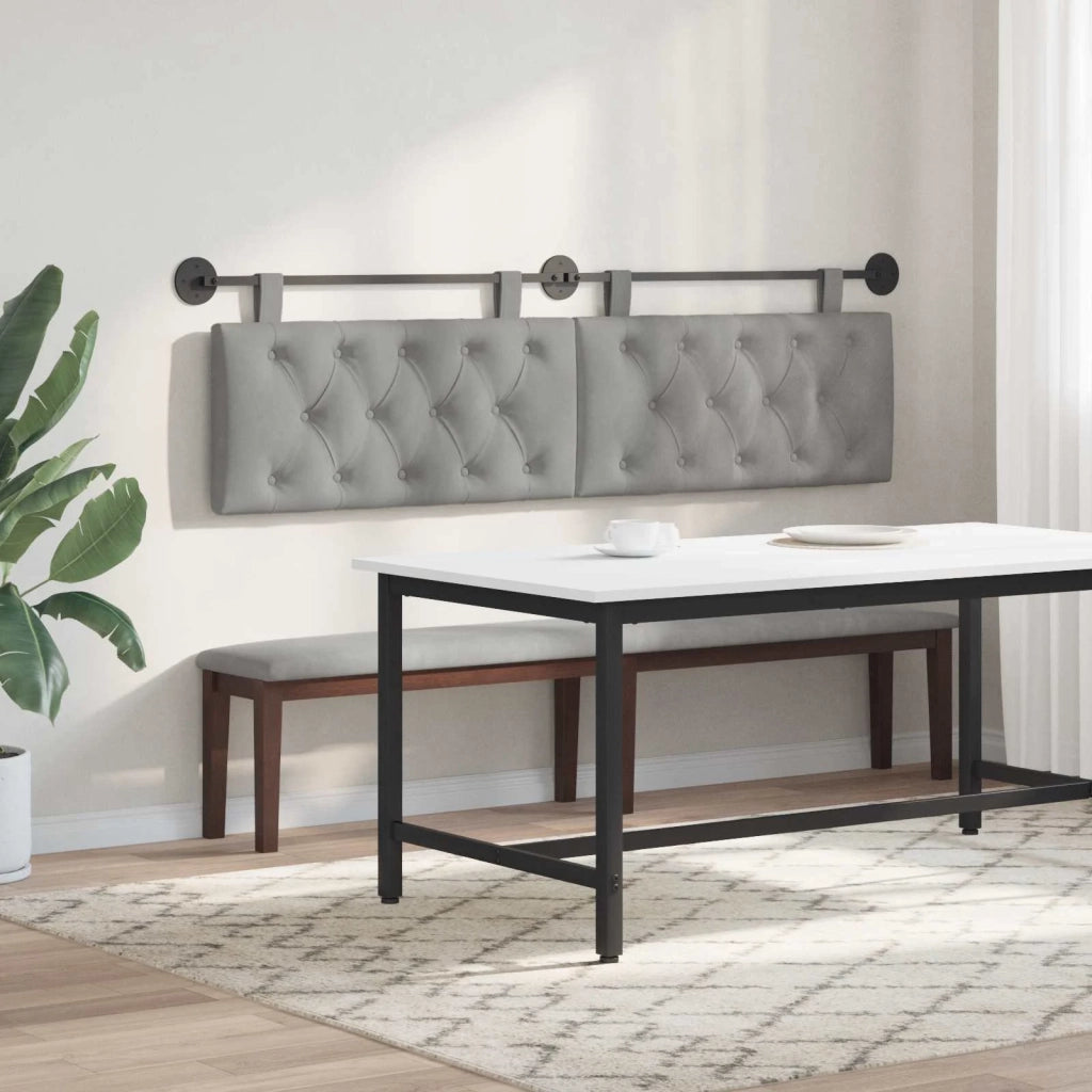 Testiera | Testata sospesa Con luce LED Grigio Chiaro Velluto