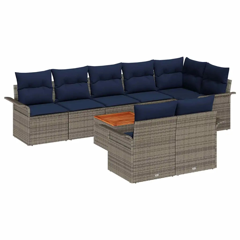 Set Divano da Giardino con cuscino 9 pcs Grigio polyrattan 3347346