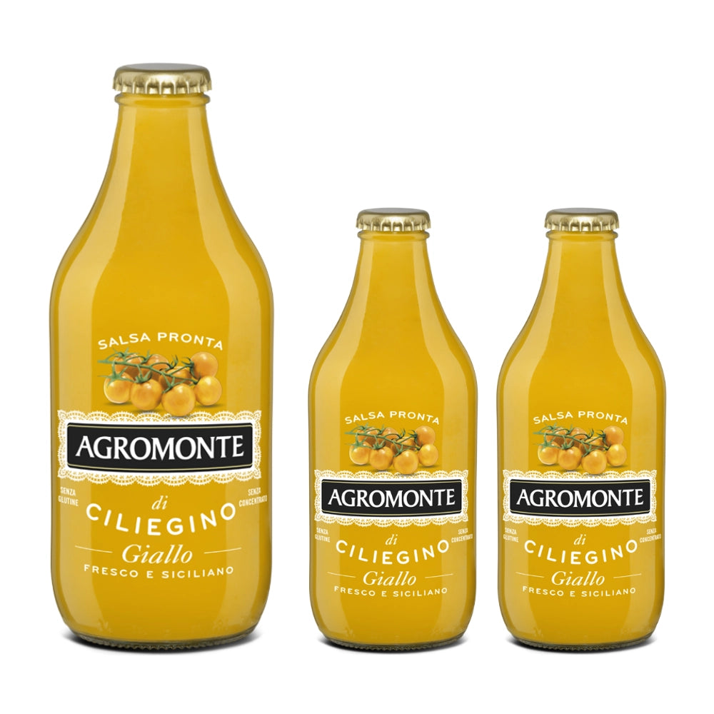 Agromonte salsa pronta di ciliegino giallo 3 bottiglie da 330 grammi