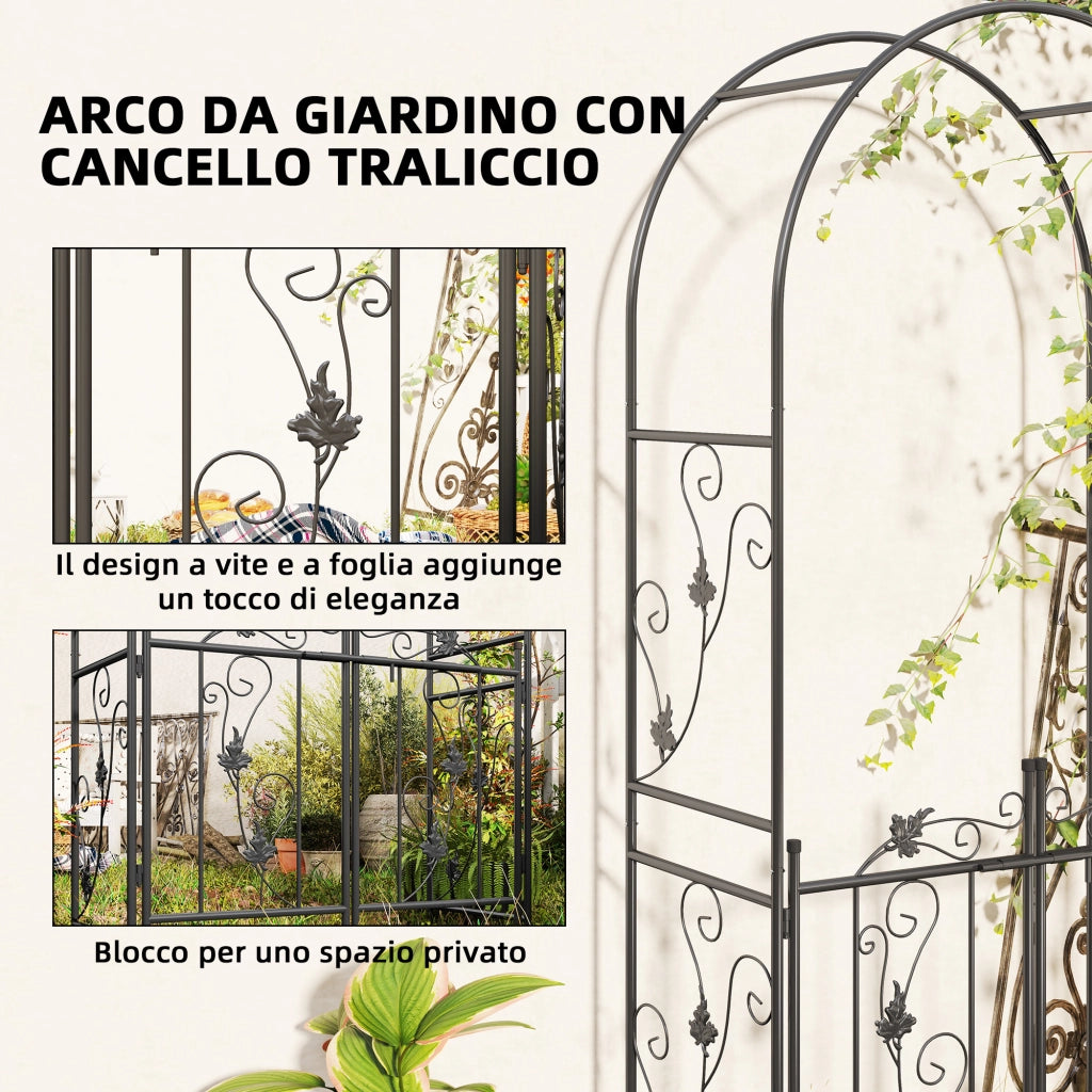 Arco da Giardino con Cancello ¨C Xylo ¨C Metallo Nero 2.2x1m