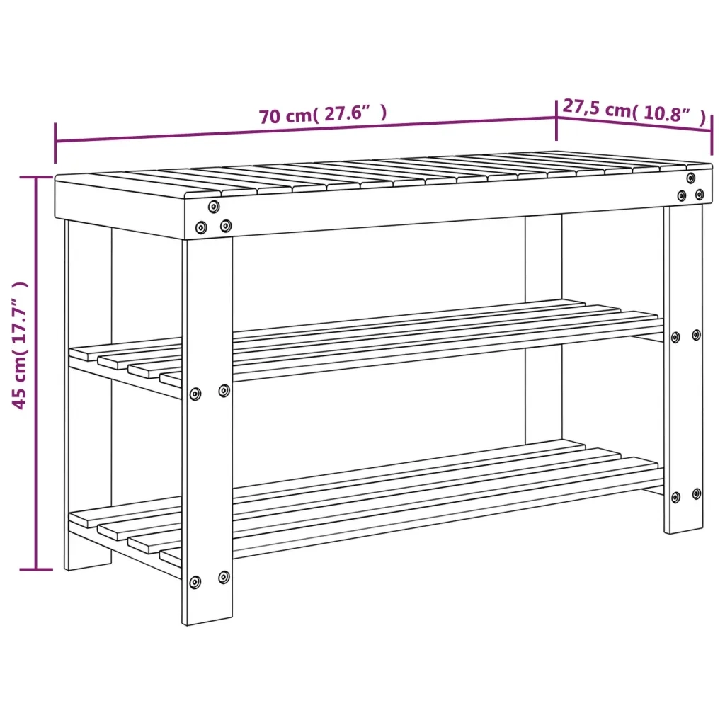 Scarpiera 3 Ripiani-Scaffale per scarpe 70x27,5x45 cm Bamb¨´