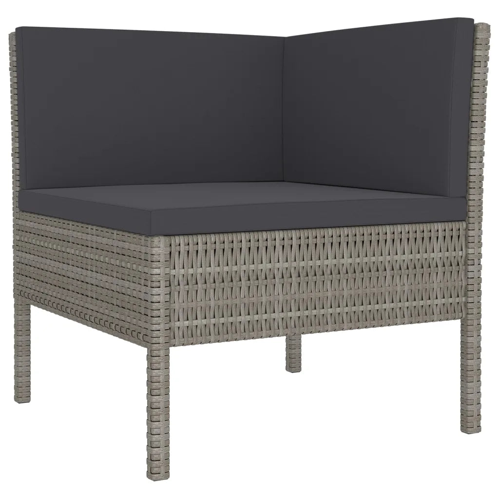 Set Divani da Giardino 8 pz con Cuscini in Polyrattan Grigio 3094458