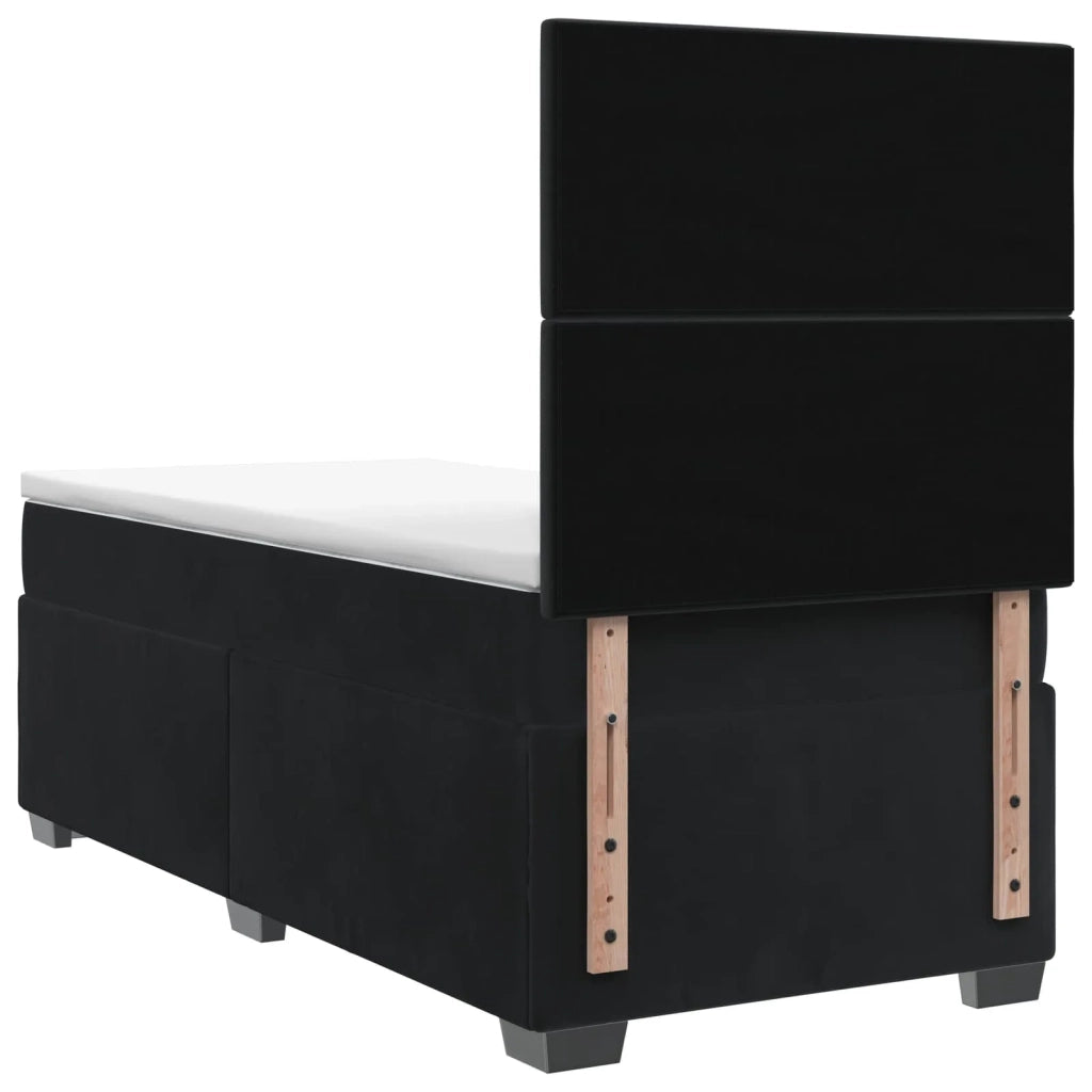 Letto box spring con materasso Nero 100 x 200 cm Velluto 3455050
