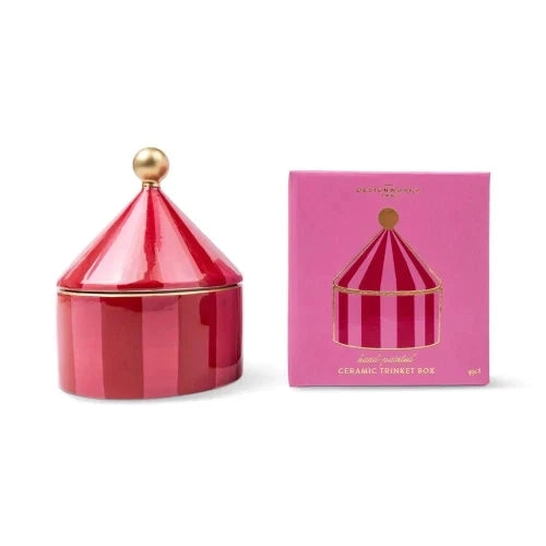 Scatola portagioie in ceramica - Rosa + Striscia rossa