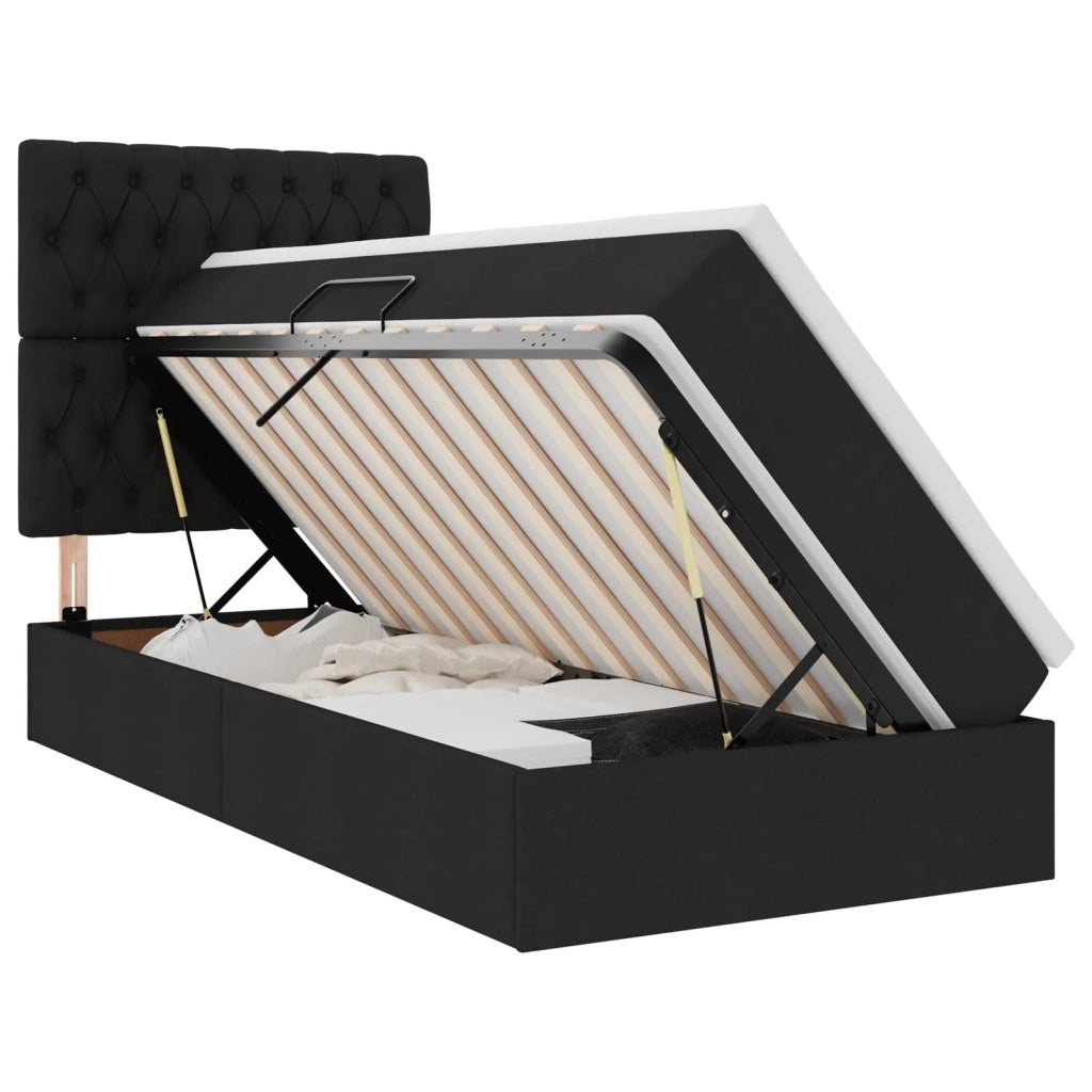 Letto con contenitore e materasso Nero 90 x 190 cm Poliestere