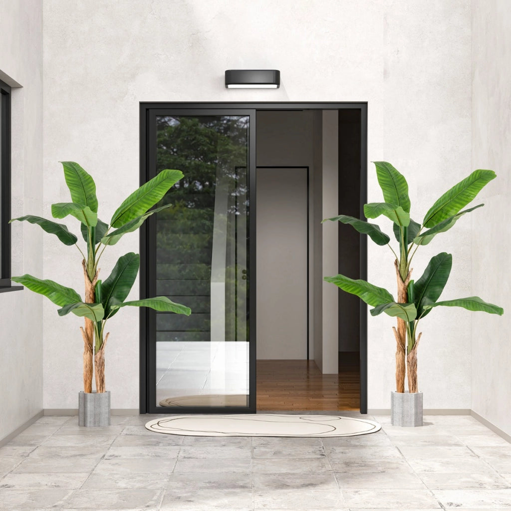 Albero di banana finto con grandi foglie e vaso-Albero di banana artificiale con corteccia naturale alto 165 cm