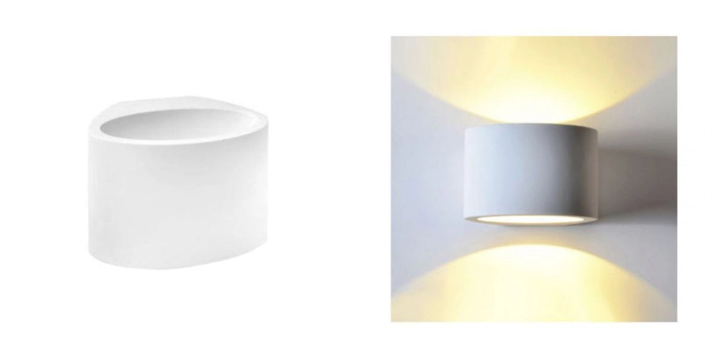 APPLIQUE LAMPADA INTERNO OVALE GESSO BIANCO DOPPIA LUCE