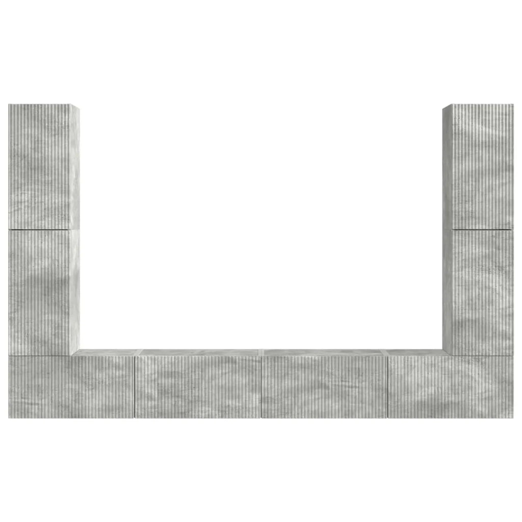 Set mobile TV 8 pcs Grigio cemento Legno multistrato 3409135