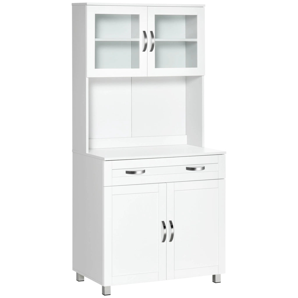 Mobile Dispensa da Cucina 80x48x170 cm con Ante in Vetro Bianco