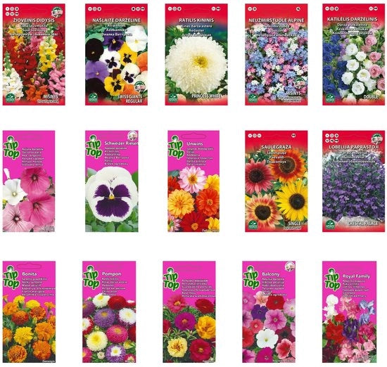 Collezione di Semi di Fiori - 15 Tipi di Fiori Uniflora/Biflora - Fiori Wildcolor - Facili da Curare - Regalo Ideale - Fioritura Lunga - Semi di Fiori