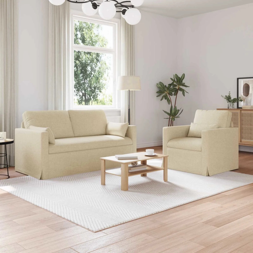 Set di divani 2 pcs Crema 158 x 78 x 80 cm Tessuto 3407542