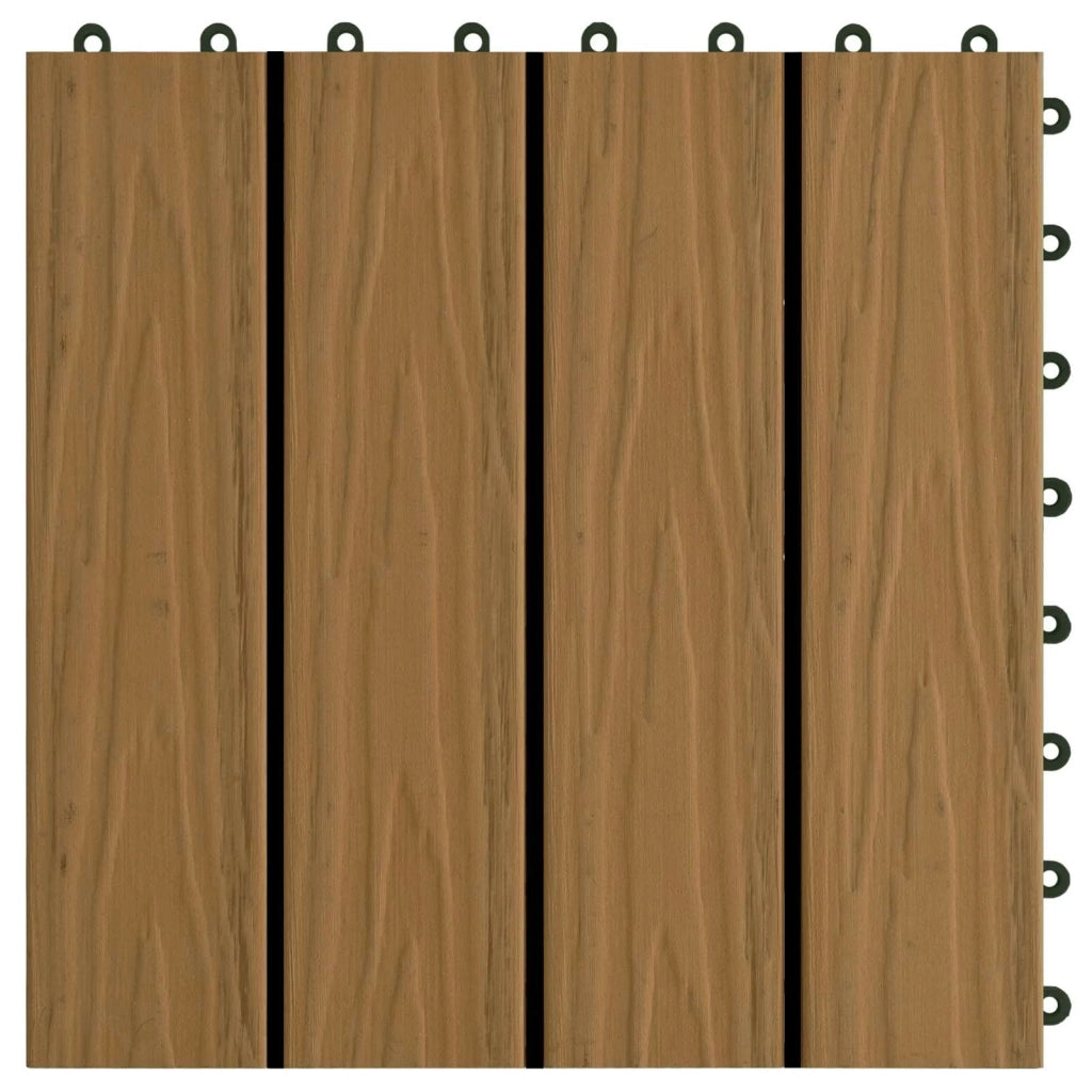 Piastrella per Decking 11 pcs Teak riciclato 30 x 30 cm WPC 42046682