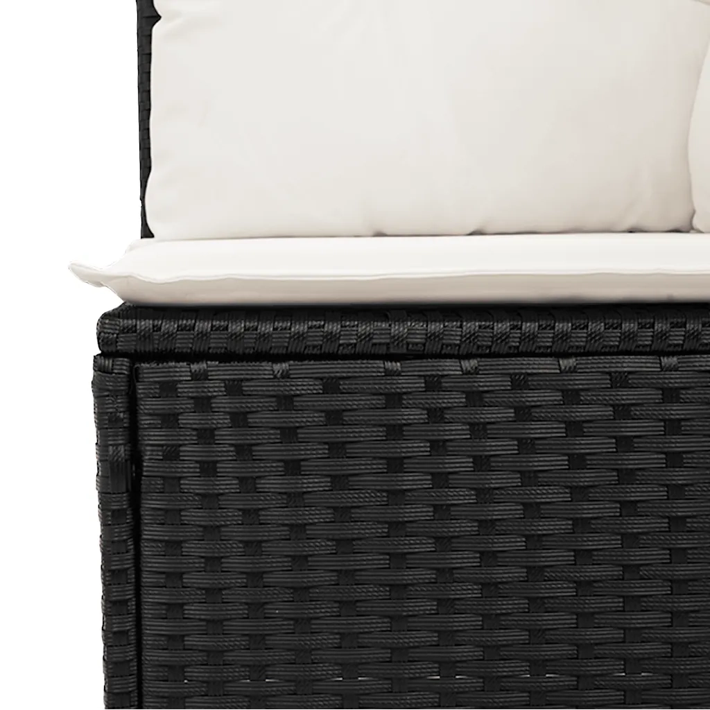 Set Divani da Giardino 4 pz con Cuscini Nero in Polyrattan 3325652