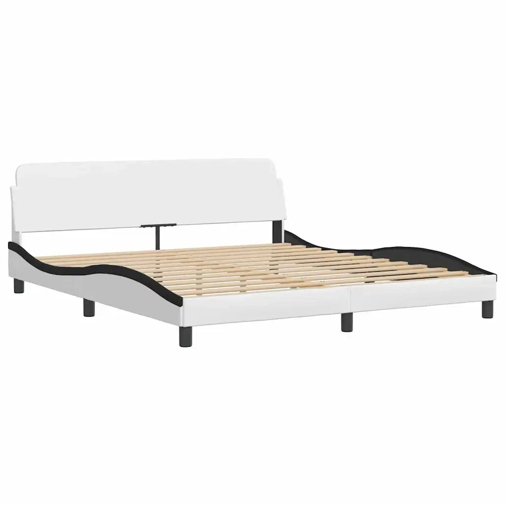Giroletto senza Materasso-Struttura Letto Zadar Bianco e Nero 180x200 cm in Similpelle