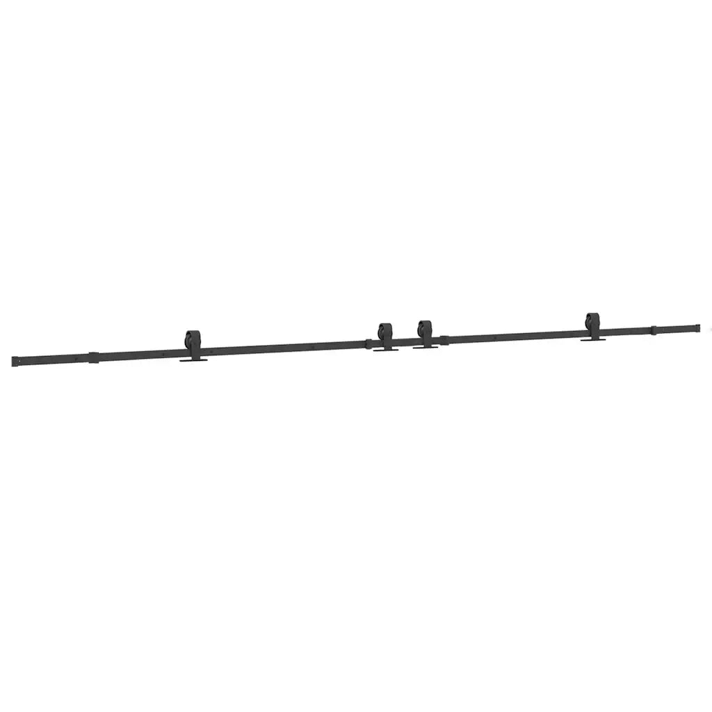 Kit di Binari per Porte Scorrevoli 400 cm Acciaio Nero 3295786
