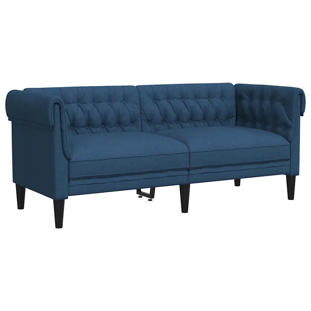 Divano Chesterfield a 2 Posti Blu in Tessuto 372553