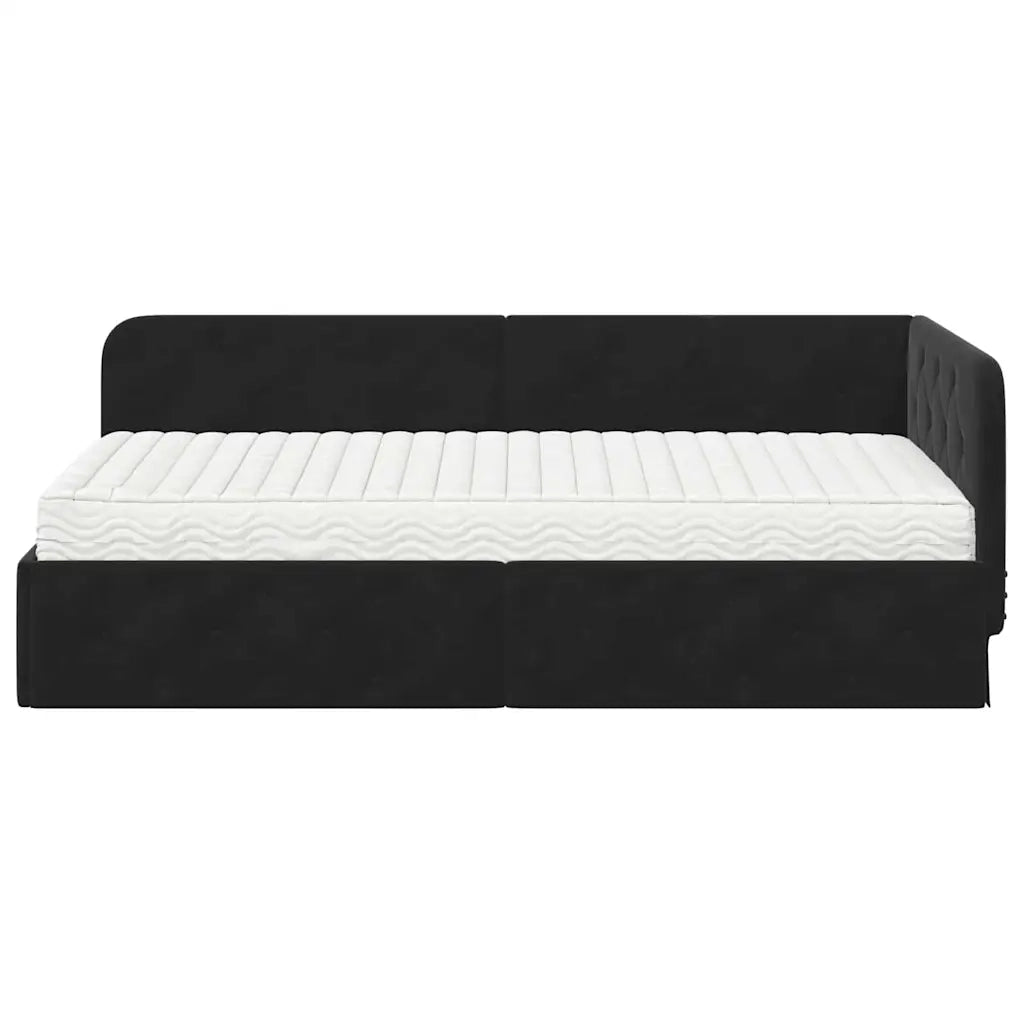 Cornice del letto ad angolo Nero 90 x 190 cm Velluto
