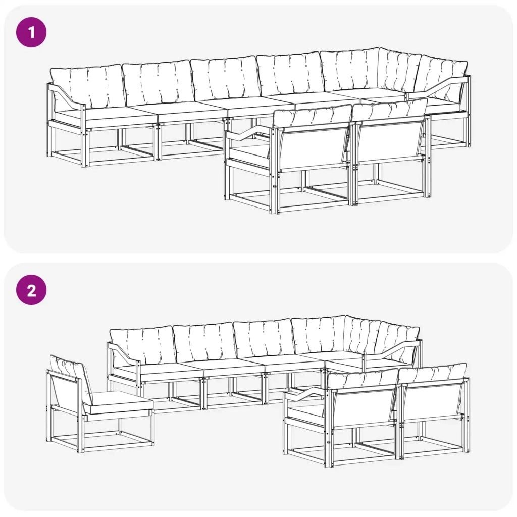 Set di divani da esterno con cuscino 8 pcs Bianco e Nero 3388814