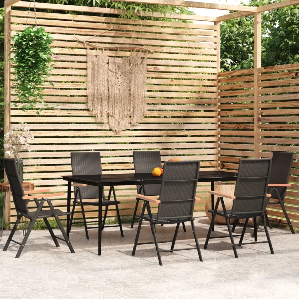 Set Mobili da Pranzo per Giardino 7 pz Nero 3099123