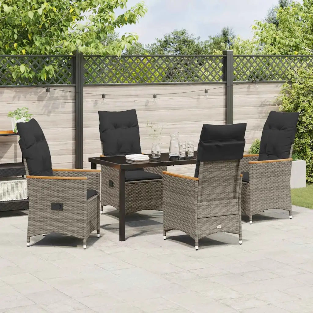 Set da Pranzo per Giardino con cuscino 5 pcs Grigio polyrattan 3379620