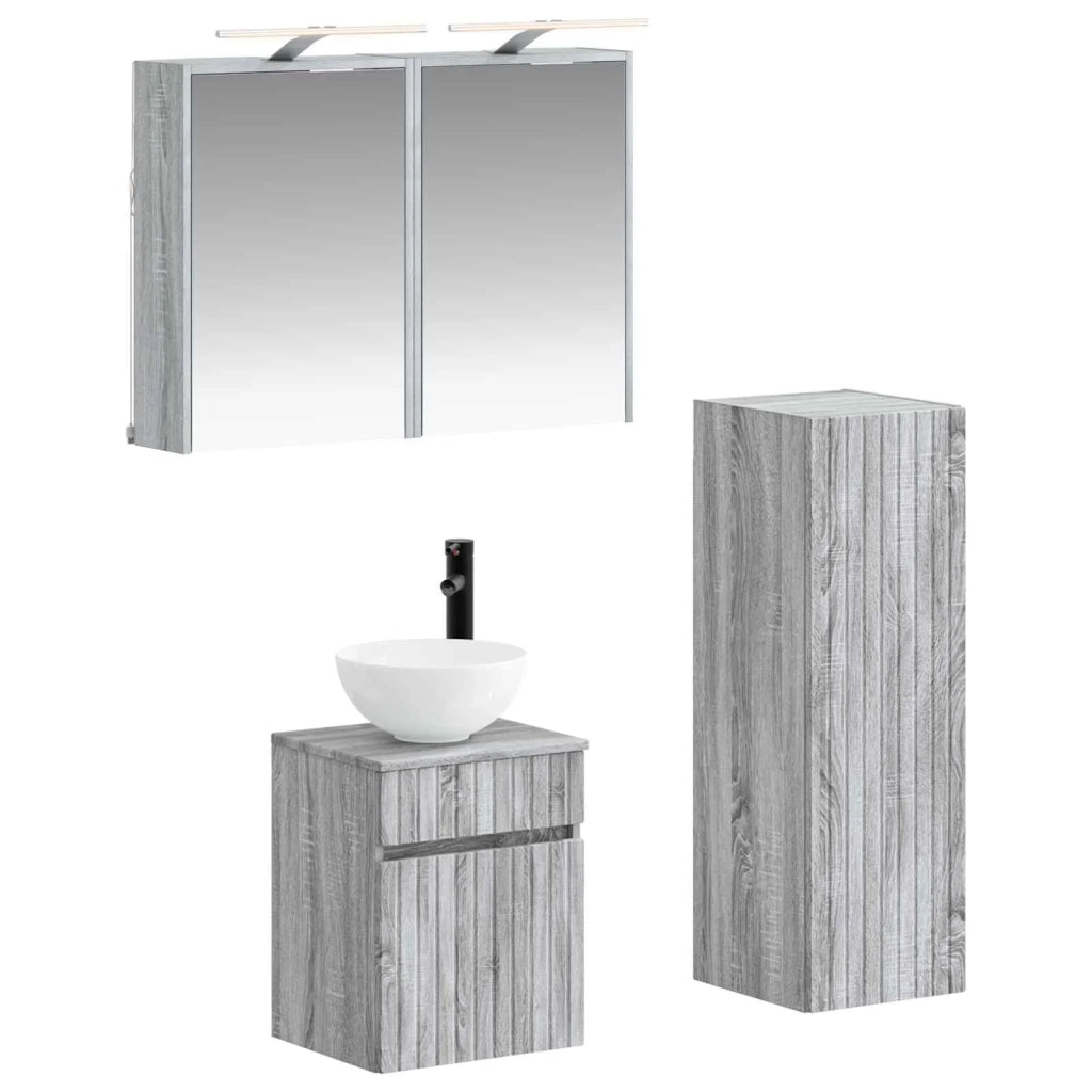 Set di mobili per il bagno 4 pz Sonoma grigio 3407468