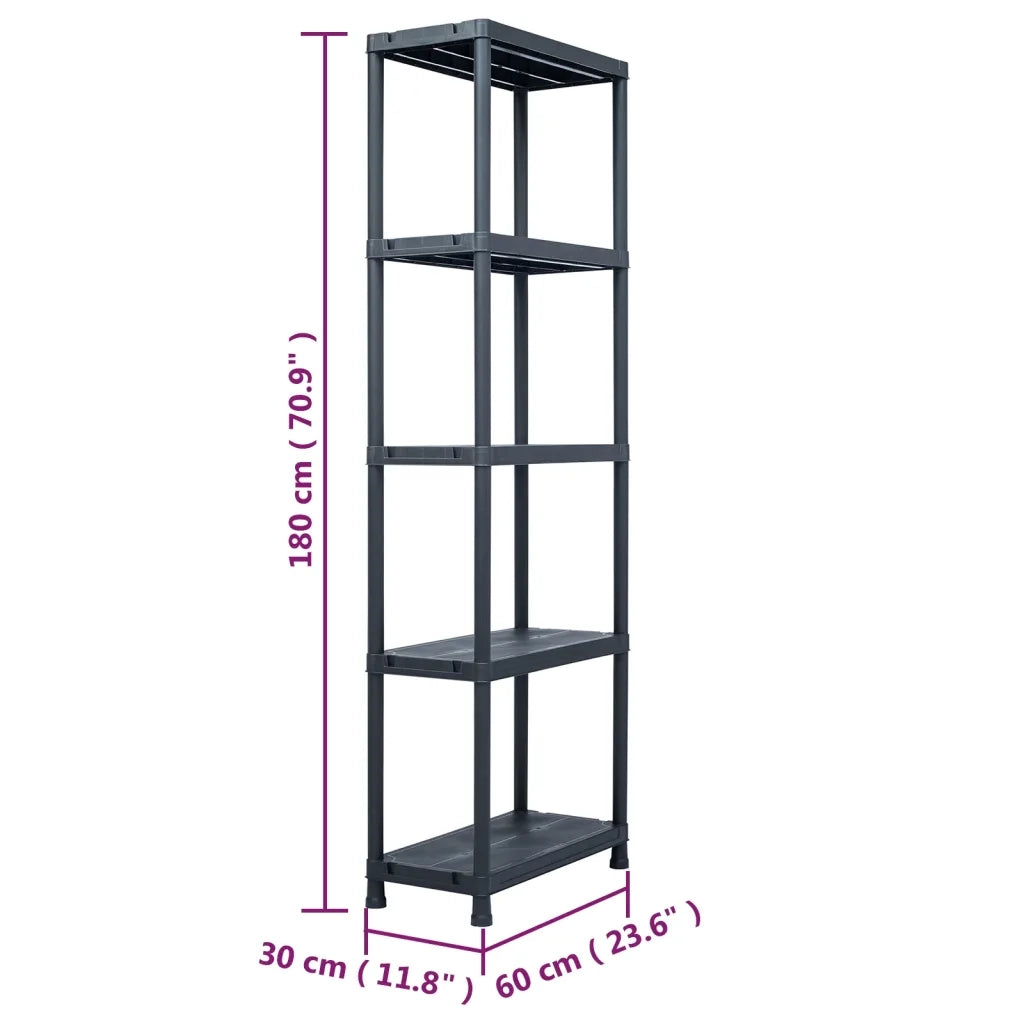 Scaffale Nero 125 kg 60x30x180 cm in Plastica 45674