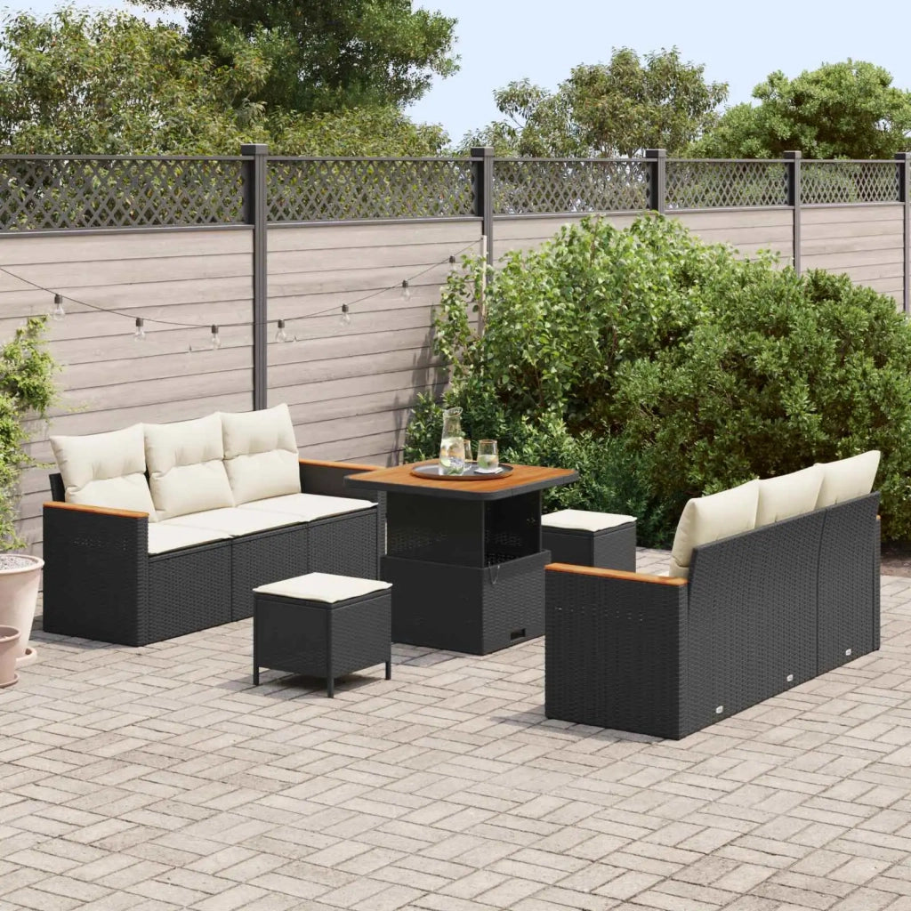Set Divano da Giardino 9 pcs Nero polyrattan 3362865