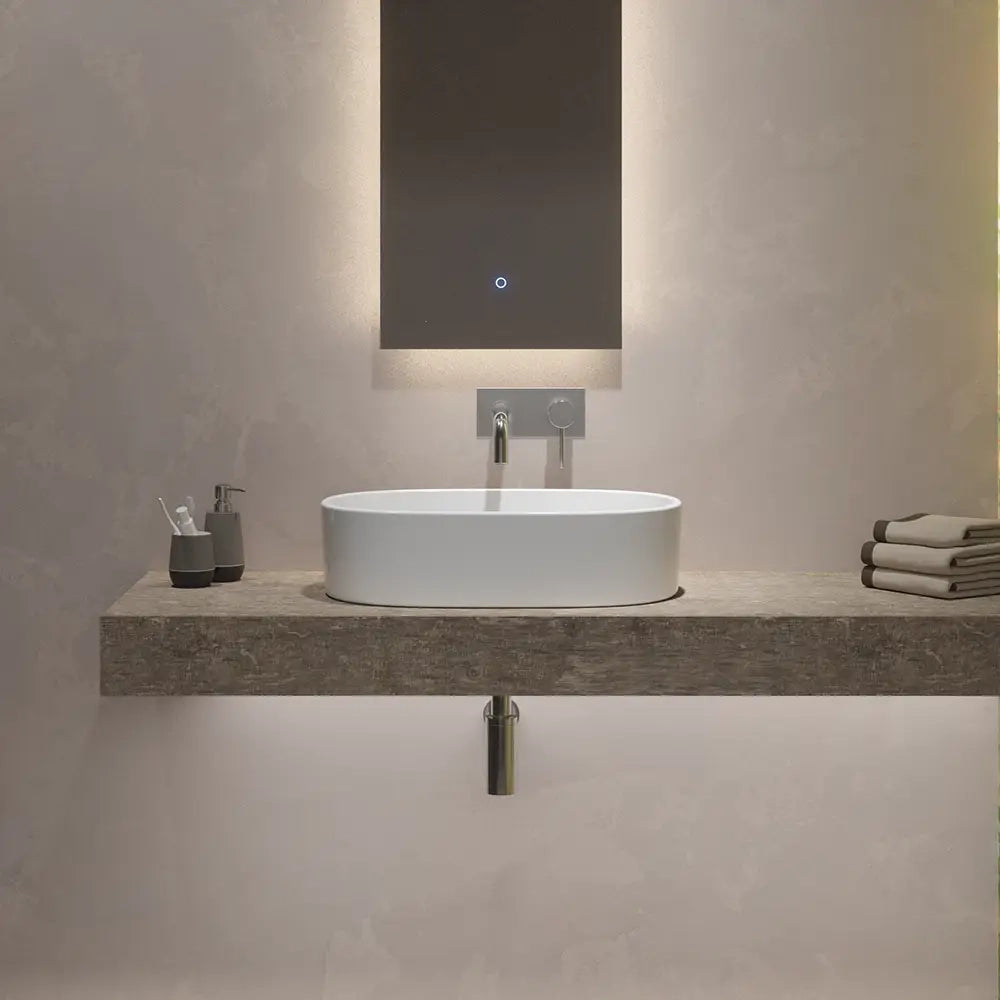 Lavabo da appoggio ovale 57x36,5x15 cm Bianco