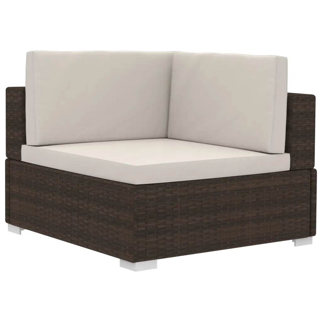 Set Divani da Giardino 3 pz con Cuscini in Polyrattan Marrone 47265