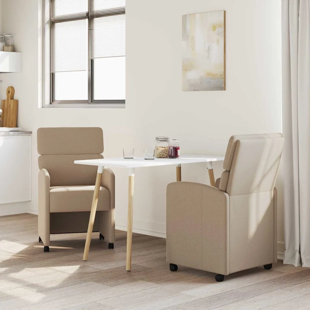 Sedie da Pranzo con Ruote 2 pcs Cappuccino 58 x 65 x 98 cm 42017889