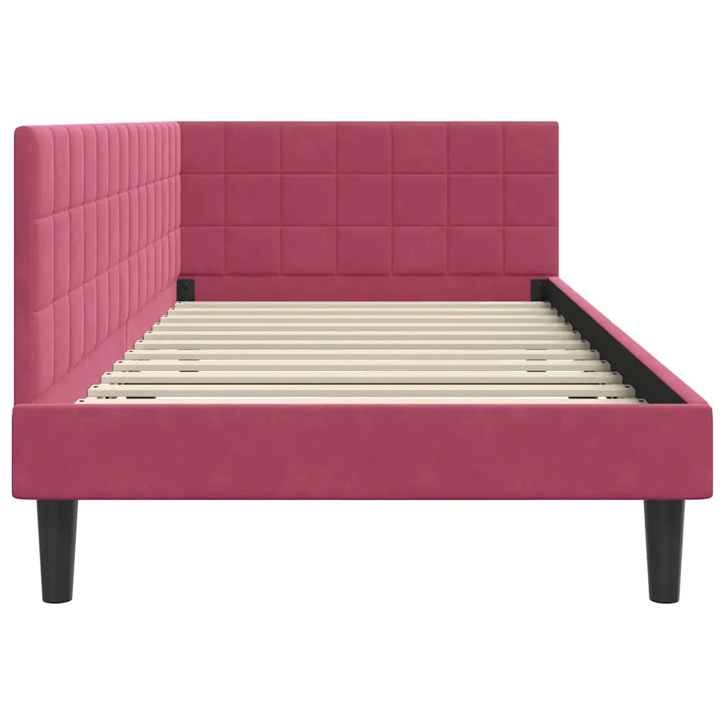 Cornice del letto ad angolo Rosso Vino 100 cm x 200 cm Velluto 42016442