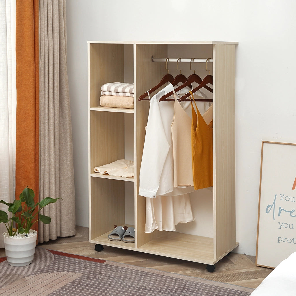 Scarpiera con Ripiani e Attaccapanni ¨C Minimal ¨C Beige 80x40x128 cm