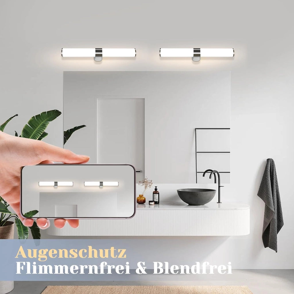 ZMH Lampada da specchio per bagno Moderna 40 cm cromata per camera da letto IP44