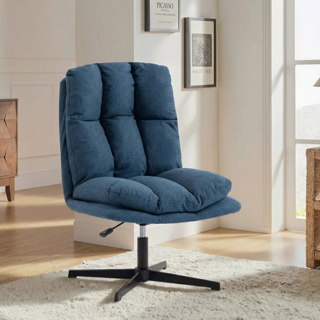 Poltrona Girevole Ajustable ¨C Zephmum ¨C Base Metallo Azul Oscuro