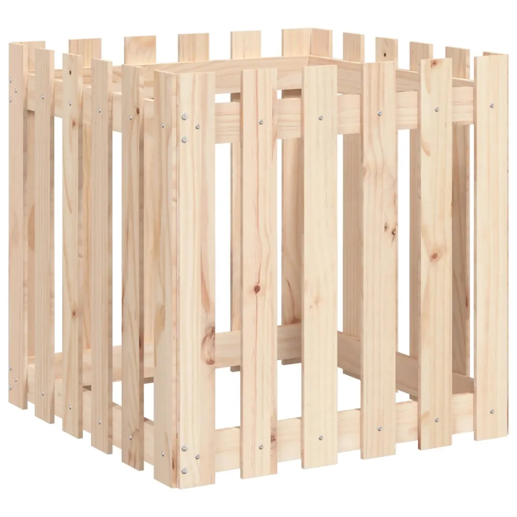 Fioriera Giardino Design a Recinzione-Vaso da Esterno-Contenitore per Piante 60x60x60 cm Massello Pino