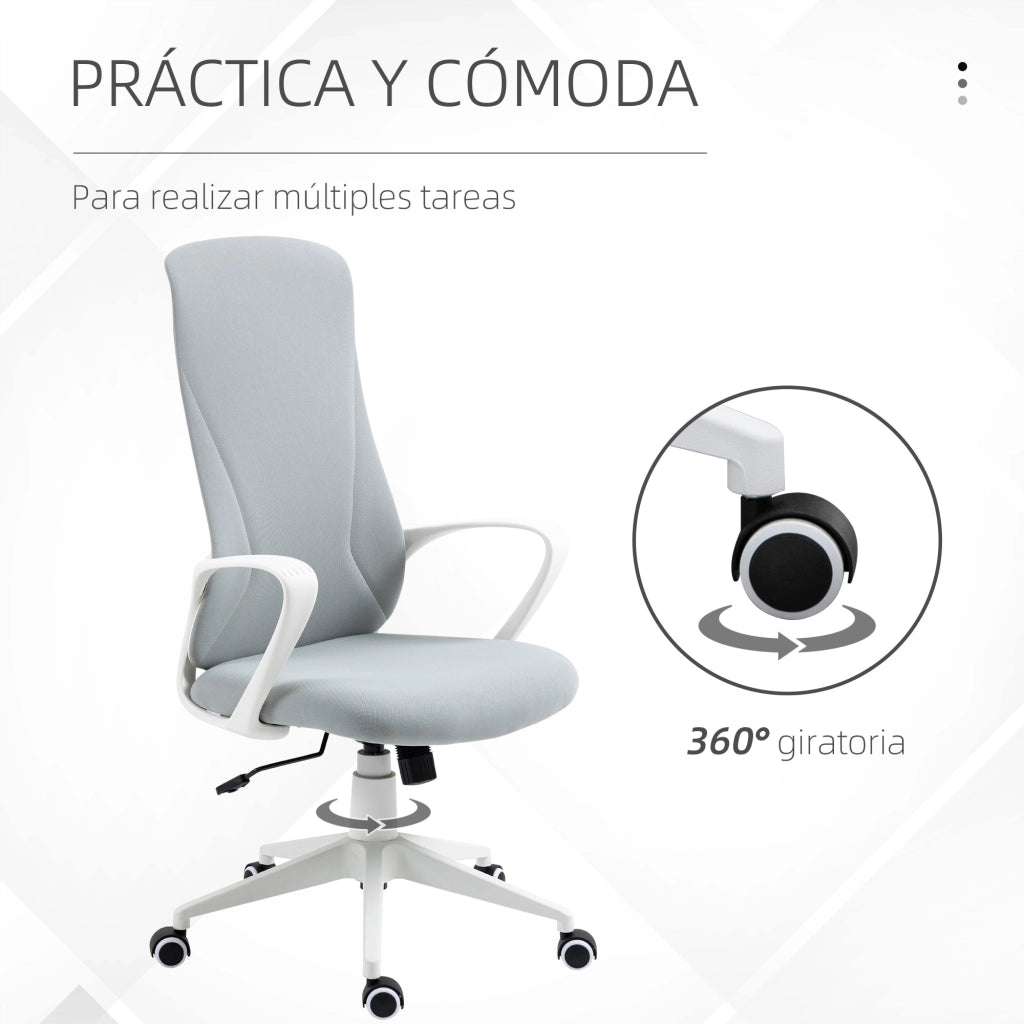 Sedia da Ufficio con Schienale Alto e Braccioli ¨C Minimal ¨C Grigio 62x56x110-119,5cm