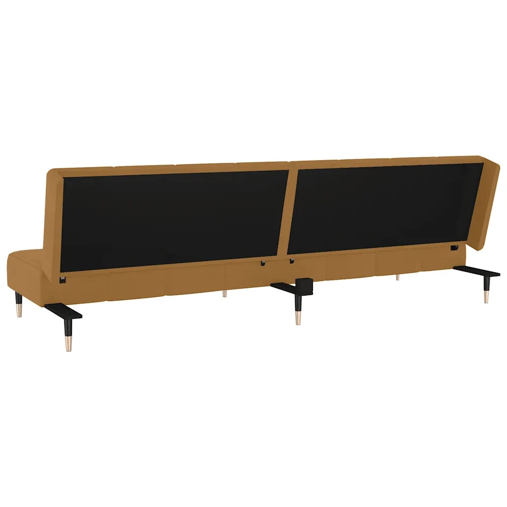 Divano Letto a 2 Posti Marrone in Velluto 375882